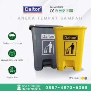 Tempat Sampah 25Liter / Tong Sampah Dalton - Abu-abu - Kuning