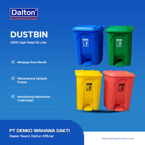 Dustbin HDPE Injak Pedal 50 Liter Dalton