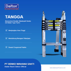 Tangga Alumunium Double Teleskopik Denko 3.8 Meter Type TLB 6