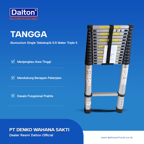 Tangga Alumunium Single Teleskopik 5.5 Meter Triple-S